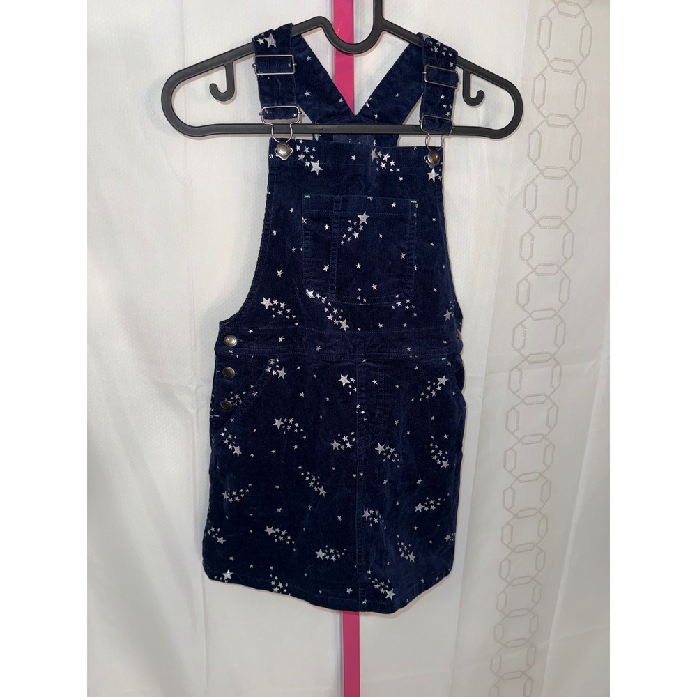 Joules Girls Navy Corduroy Star Print Overall Dress Size 7-8 Years